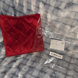 Red Quilted Velvet Pillow Cover